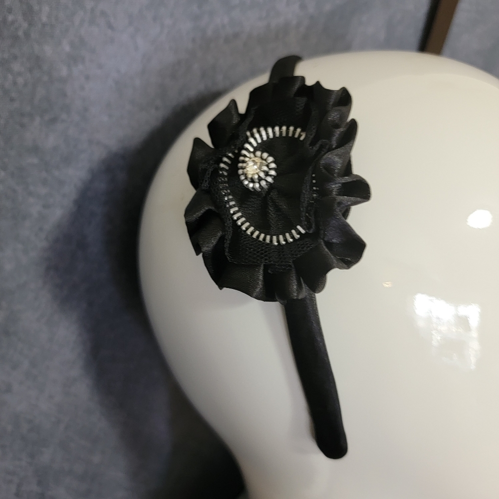 Zipper black headband Flower Hair accessories - Picture 7 of 9